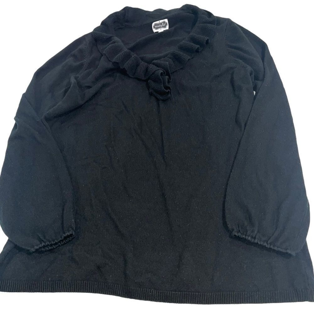 Mud Pie Black Ruffle‎ Collar Sweater - Size Large